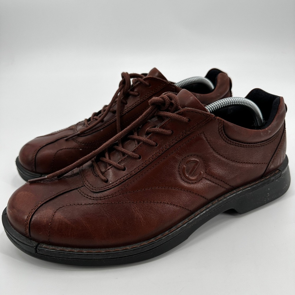 ECCO Men Fusion Mahogany Brown Leather Lace Up Oxford Walking Shoe 45 sz 11-11.5